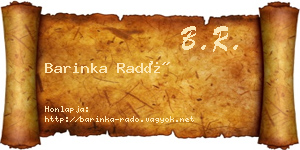 Barinka Radó névjegykártya